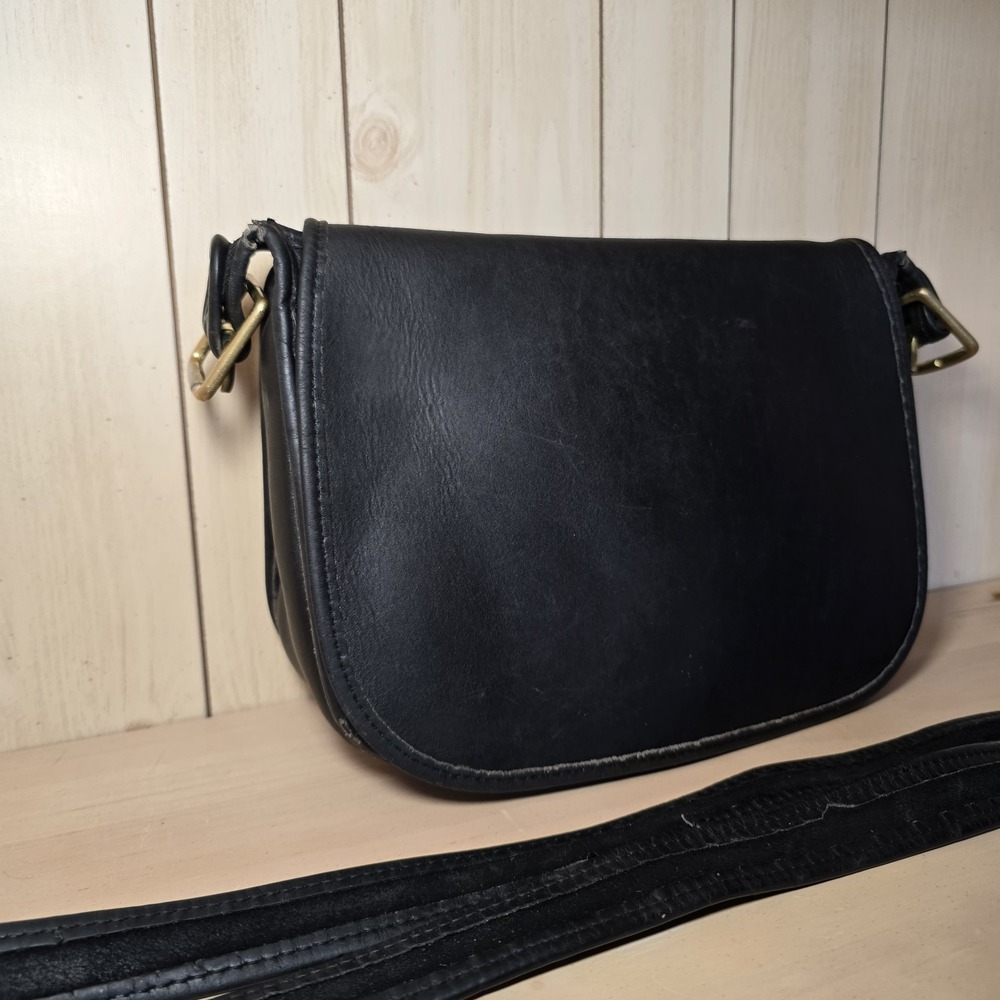 Vtg Coach Patricia's Legacy Crossbody Saddle Flap Bag 9951 Black Leather READ - Picture 2 of 16